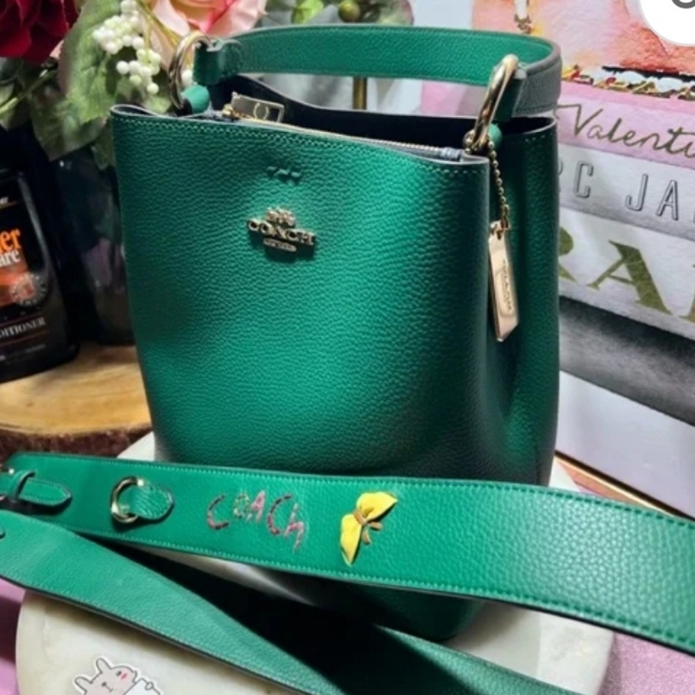 Coach Emeeald Green Leather Shoulder Bag
